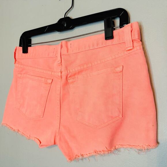J BRAND Joanie Boy Sherbet Orange Button Fly Knit Hem Denim Shorts Size 25 - Picture 5 of 8